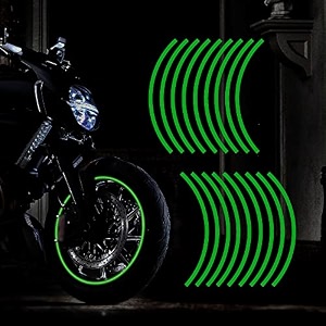 green 18pcs - 1634-1934 reflective wheel rim stripe decal for motorcycle wheels car cycling bike bicycle night reflective safety decoration stripe sticker compatible with e-valia
