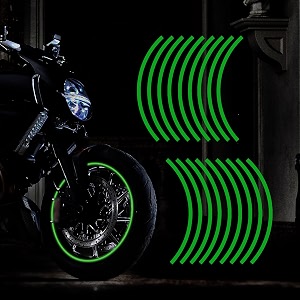 green 18pcs - 1634-1934 reflective wheel rim stripe decal for motorcycle wheels car cycling bike bicycle night reflective safety decoration stripe sticker compatible with c-aptiva