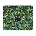 Green Black Cat Mouse Pad 9.5x7.9 Inch with Anti-Slip Rubber Base