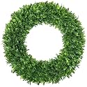 Green Boxwood Wreaths for Front Door Realistic 22Inch All Season Eucalyptus