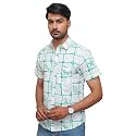 Green Cotton Box Abstract Printed Shirt