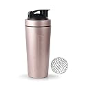 Stainless Steel Gym Shaker with Steel Blender with mixer Ball Protein Powder BPA Free 750mL, Heavy Quality(Rose Gold) Boys &amp; Girls