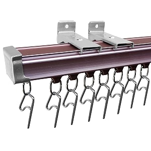 aluminum deluxe silent channel curtain track for windowdooroffice wall fit complete accessories set with runnershooksendcapswall bracketsscrewsampwallplugs grey color4 feet