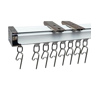 aluminum deluxe silent channel curtain track for windowdooroffice ceiling fit complete accessories set with runnershooksendcapswall bracketsscrewsampwallplugs white color3 feet