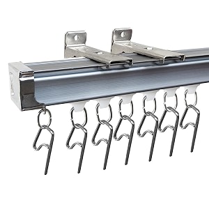 aluminum deluxe silent channel curtain track for windowdooroffice wall fit complete accessories set with runnershooksendcapswall bracketsscrewsampwallplugs grey color45 feet