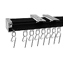 Aluminum Deluxe Silent Channel Curtain Track for Window/Door/Office Ceiling Fit, Complete Accessories Set With Runners,Hooks,EndCaps,Wall Brackets,Screws&amp;WallPlugs (Black Color,2.5 Feet)