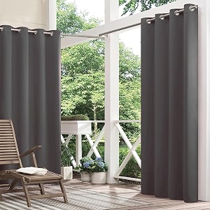 polyester waterproof amp sun blockage curtains with top stainless steel eyelet ideal used for outdoor balcony amp indoor suitable for doorcolor-greysize -45x12 feetpack of 2pcs