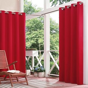 polyester waterproof amp sun blockage curtains with top stainless steel eyelet ideal used for outdoor balcony amp indoor suitable for doorcolor-redsize -45x115 feetpack of 2pcs