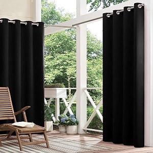 polyester waterproof amp sun blockage curtains with top stainless steel eyelet ideal used for outdoor balcony amp indoor suitable for doorcolor-blacksize -45x95 feetpack of 2pcs