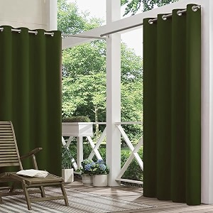 polyester waterproof amp sun blockage curtains with top ss eyelet ideal used for outdoor balcony amp indoor suitable for doorcolor-military greensize -45x8 feetpack of 2pcs