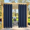 Green Decor - Polyester Waterproof &amp; Sun Blockage Curtains with Top &amp; Bottom SS Eyelet Ideal Used for Outdoor Balcony &amp; Indoor Suitable for Door(Color-NavyBlue,Size-4.5X12 Feet)(Pack of 2Pcs)