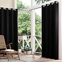 Polyester Waterproof &amp; Sun Blockage Curtains with Top Stainless Steel Eyelet Ideal Used for Outdoor Balcony &amp; Indoor Suitable for Door(Color-Black,Size -4.5X9.5 Feet)(Pack of 2Pcs)