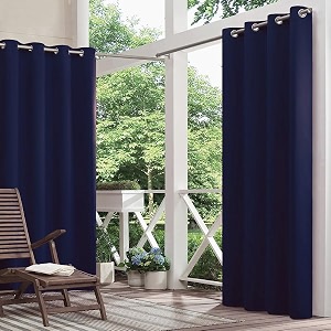 polyester waterproof rain amp sun blockage curtains with top ss eyelet ideal used for outdoor balcony amp indoor suitable for doorcolor-navy bluesize -45x45 feetpack of 2pcs