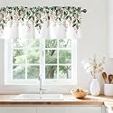 Green Eucalyptus Leaves Valances for Windows, Rod Pocket 42x12 in