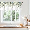 Green Eucalyptus Leaves Valances for Windows, Rod Pocket 42x12 in