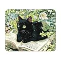 Green Floral Cat Mouse Pad 9.5x7.9 Inch with Anti-Slip Rubber Base