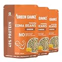 Green Gainz Roasted Edma Beans (Edamame) Cheese Flavour (pack of 3-100gm each) | 100% Veg High Protein Snack | No Added Sugar | Non-GMO | Rich in Fiber | No Gluten