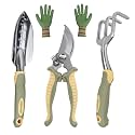 Green Garden Tools 4-Piece, Aluminum Alloy Gardening Hand Tool Set