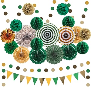 Green and Gold Party Decorations 23Pcs Paper