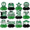 Green Graduation Decorations 2026 Honeycomb Centerpieces, 12Pcs Class of 2026 Graduation Centerpieces for Tables Green Congrats Grad Graduation Table Decorations, Green Graduations Table Toppers