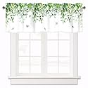 Green Leaf Valances for Windows, Short Curtains 42 x 12 Inch