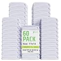 GREEN LIFESTYLE 60-Pack Cotton Wash Cloths – 14"x17" Absorbent Cleaning Rags for Housekeeping, Kitchen Towels, Bar Mop Towels, Durable Terry Cloth Rags, Premium Quality Multipurpose Washcloths