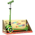 Green Mini 3 Wheel Scooter for Kids – Lean-to-Steer with LED Light-Up Wheels, Adjustable Handlebar, Wide Anti-Slip Deck, Smooth PU Wheels, Rear Foot Brake – Toddler Scooter for Ages 2+