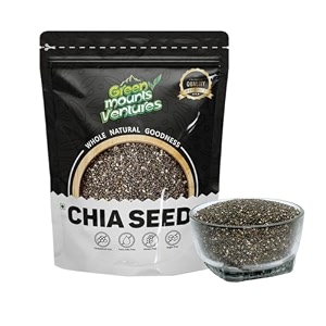 green mounts ventures  chia seeds  high in fiber omega-3 amp protein  100 natural amp clean  supports weight management heart amp digestive health  superfood for smoothies oatmeal amp baking 250 gm