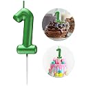 Green Number 1 Candle Happy Birthday 3D Number Candles for Birthday Cake Party Decoration Wedding Anniversary Celebration Supplies
