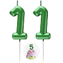 Green Number 11 Candle Happy Birthday 3D Number Candles for Birthday Cake Party Decoration Wedding Anniversary Celebration Supplies