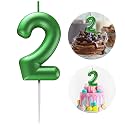 Green Number 2 Candle Happy Birthday 3D Number Candles for Birthday Cake Party Decoration Wedding Anniversary Celebration Supplies