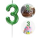 Green Number 3 Candle Happy Birthday 3D Number Candles for Birthday Cake Party Decoration Wedding Anniversary Celebration Supplies
