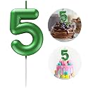 Green Number 5 Candle Happy Birthday 3D Number Candles for Birthday Cake Party Decoration Wedding Anniversary Celebration Supplies
