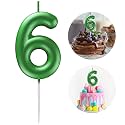 Green Number 6 Candle Happy Birthday 3D Number Candles for Birthday Cake Party Decoration Wedding Anniversary Celebration Supplies