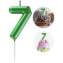 Green Number 7 Candle Happy Birthday 3D Number Candles for Birthday Cake Party Decoration Wedding Anniversary Celebration Supplies