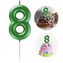 Green Number 8 Candle Happy Birthday 3D Number Candles for Birthday Cake Party Decoration Wedding Anniversary Celebration Supplies