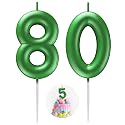 Green Number 80 Candle Happy Birthday 3D Number Candles for Birthday Cake Party Decoration Wedding Anniversary Celebration Supplies