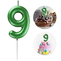 Green Number 9 Candle Happy Birthday 3D Number Candles for Birthday Cake Party Decoration Wedding Anniversary Celebration Supplies