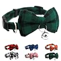 Green Plaid Bowtie Cat Collar with Bell Breakaway Kitten Collar with Bells