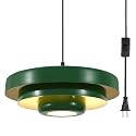 Green Plug-in Pendant Light, Mid Century Modern Ceiling Light
