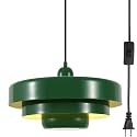 Green Plug in Swag Pendant Light, Mid Century Modern Hanging Lamp with Inline On/Off Switch, 14.75FT Cord E26 for Breakfast Nook Kitchen Island Bedroom