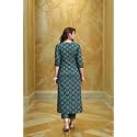 Green Printed Straight Kurta Suit Set with