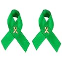 Green Ribbon Awareness Pins - Wholesale Pack Pins for Cerebral Palsy, Glaucoma, Mental Health, Bipolar Disorder, Organ Donation, Liver Cancer- Perfect for Gift-Giving and Fundraising