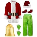 Green Santa Costume for Men Santa Suit Adult 8PCS Set