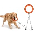 Green Sheep Natural Rubber Dog Chew Toy, Interactive Ring Rope Dog Toy for Tug of War, Durable Dog Toy with Recycled Cotton Rope for Medium to Large Dogs,Orange