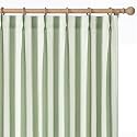 THREE GIRLS Sage Green Striped Pinch Pleated Curtains 96 Inch, 2 Panels