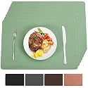 Green Vinyl Placemats Set of 6 Waterproof Wipeable Table Mats