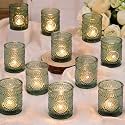 Green Votive Candle Holders Set of 36- Glass Tealight Candle Holders Bulk