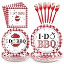 Greencian 96Pcs BBQ Bachelorette Red and White Party Decorations Serve 24