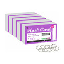 greencom 500 pack Blank Index Cards, Flash cards 4 x 6, White, 220 GSM with 10 pcs Free Binder Rings 3-Part Roomy 4 x 6 size is perfect for detailed study, presentations or lists